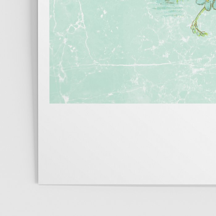 Modern vintage mint marble floral landscape Poster Gallery Image 3
