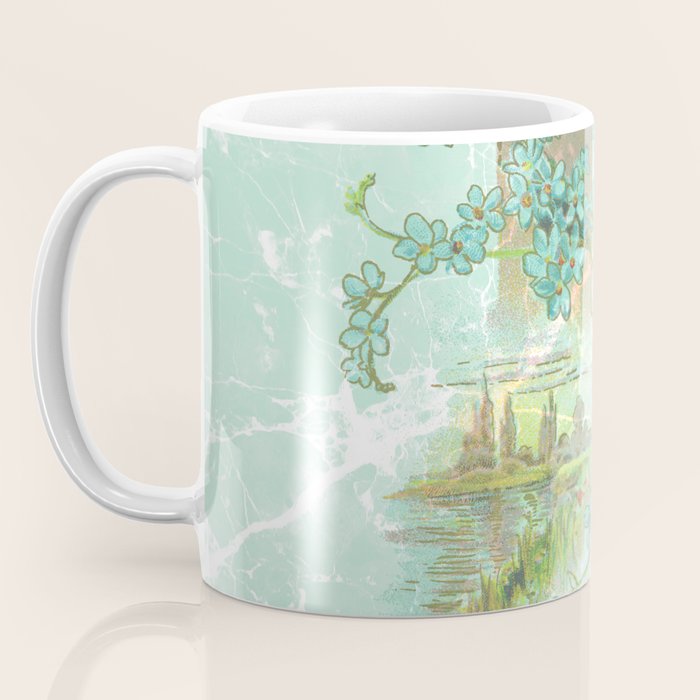 Modern vintage mint marble floral landscape Coffee Mug Gallery Image 3