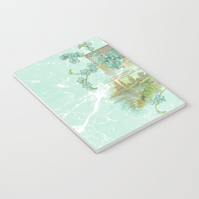 Modern vintage mint marble floral landscape Notebook Gallery Image 3