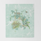 Modern vintage mint marble floral landscape Throw Blanket Gallery Image 2