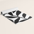 Bold Black White Botanical Leaf Silhouettes Yoga Mat Gallery Image 2