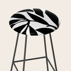 Bold Black White Botanical Leaf Silhouettes Stool Gallery Image 2