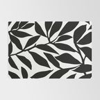 Bold Black White Botanical Leaf Silhouettes Rug Gallery Image 2