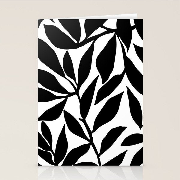 Bold Black White Botanical Leaf Silhouettes Stationery Card Gallery Image 2