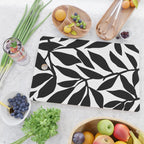 Bold Black White Botanical Leaf Silhouettes Cutting Board Gallery Image 2