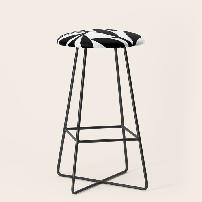 Bold Black White Botanical Leaf Silhouettes Stool Gallery Image 1