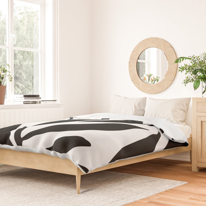 Bold Black White Botanical Leaf Silhouettes Duvet Cover Gallery Image 2