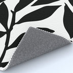 Bold Black White Botanical Leaf Silhouettes Rug Gallery Image 4