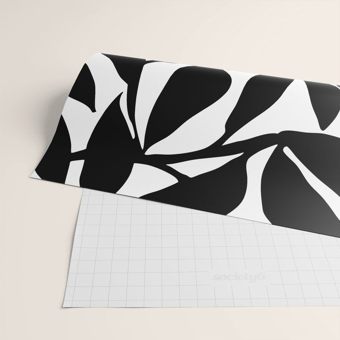 Bold Black White Botanical Leaf Silhouettes Wrapping Paper Gallery Image 2