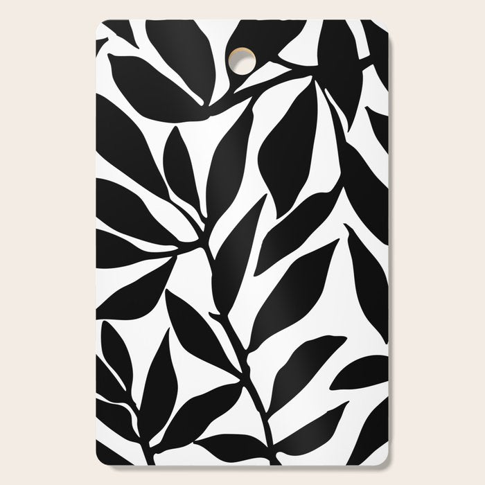 Bold Black White Botanical Leaf Silhouettes Cutting Board Gallery Image 1