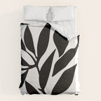 Bold Black White Botanical Leaf Silhouettes Duvet Cover Gallery Image 6