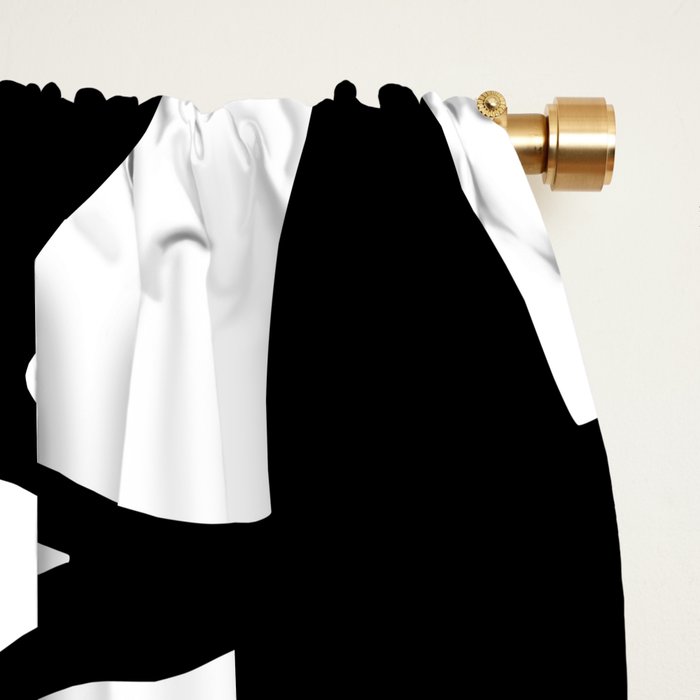 Bold Black White Botanical Leaf Silhouettes Window Curtain Gallery Image 2