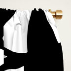 Bold Black White Botanical Leaf Silhouettes Window Curtain Gallery Image 2