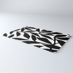 Bold Black White Botanical Leaf Silhouettes Rug Gallery Image 3
