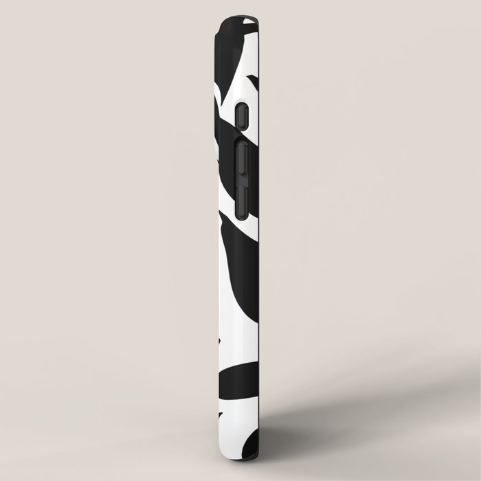Bold Black White Botanical Leaf Silhouettes iPhone Case Gallery Image 2