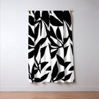 Bold Black White Botanical Leaf Silhouettes Window Curtain Gallery Image 3