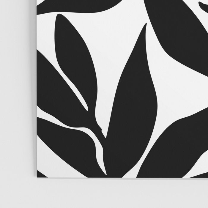 Bold Black White Botanical Leaf Silhouettes Poster Gallery Image 3