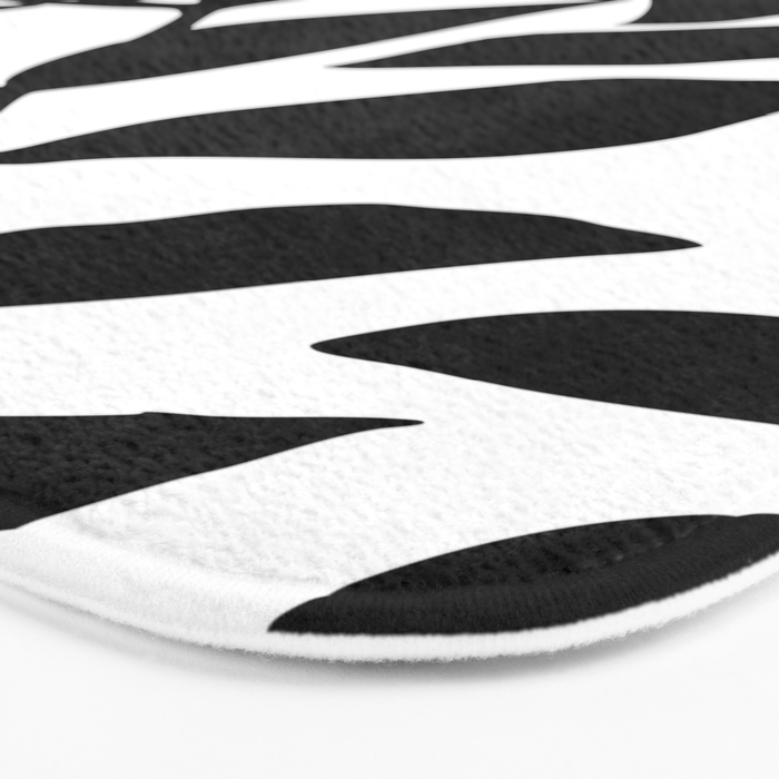 Bold Black White Botanical Leaf Silhouettes Bath Mat Gallery Image 3