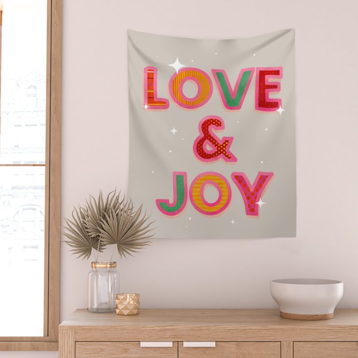 LOVE & JOY Festive Letters Wall Tapestry Gallery Image 2