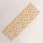 Retro Daisy - Yellow, Pink and White Yoga Mat Gallery Image 1