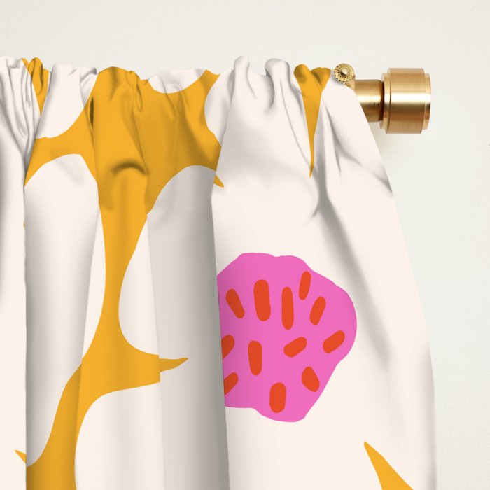 Retro Daisy - Yellow, Pink and White Window Curtain Gallery Image 2