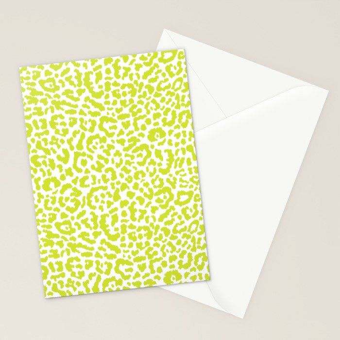 Chartreuse French Leopard Print Stationery Card Gallery Image 2