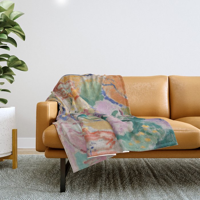 The Joy of Life (sketch) by Henri Matisse Throw Blanket Gallery Image 1