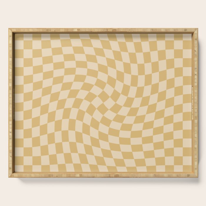 Check III - Mustard Twist â Checkerboard Print Serving Tray Gallery Image 1