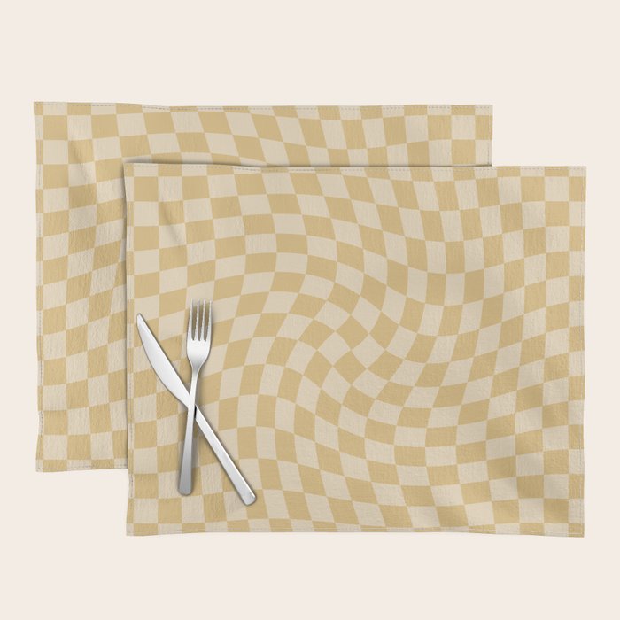 Check III - Mustard Twist â Checkerboard Print Placemat Gallery Image 1