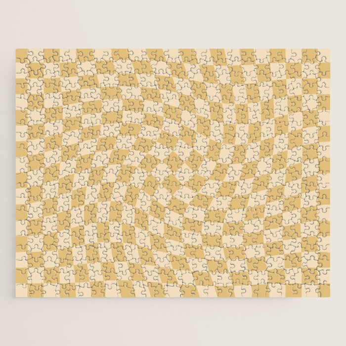 Check III - Mustard Twist â Checkerboard Print Jigsaw Puzzle Gallery Image 1