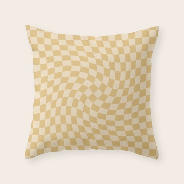 Check III - Mustard Twist â Checkerboard Print Throw Pillow Gallery Image 6