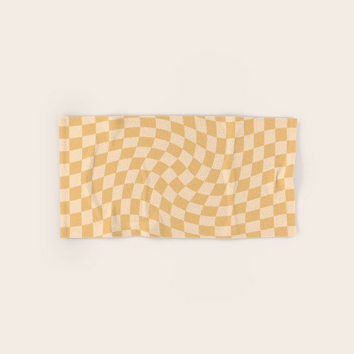 Check III - Mustard Twist â Checkerboard Print Bath Towel Gallery Image 1