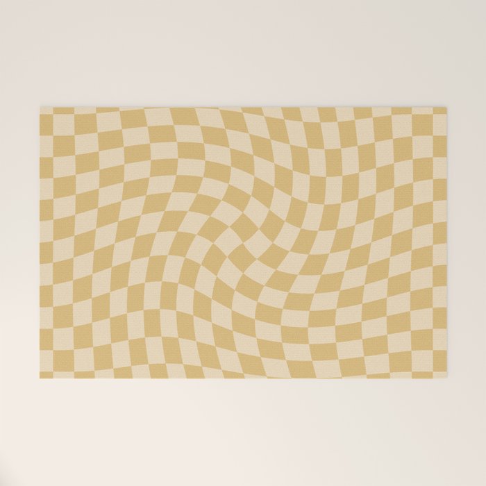 Check III - Mustard Twist â Checkerboard Print Welcome Mat Gallery Image 1