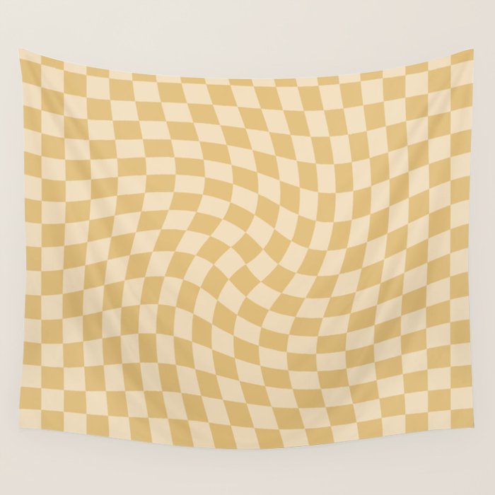 Check III - Mustard Twist â Checkerboard Print Wall Tapestry Gallery Image 4