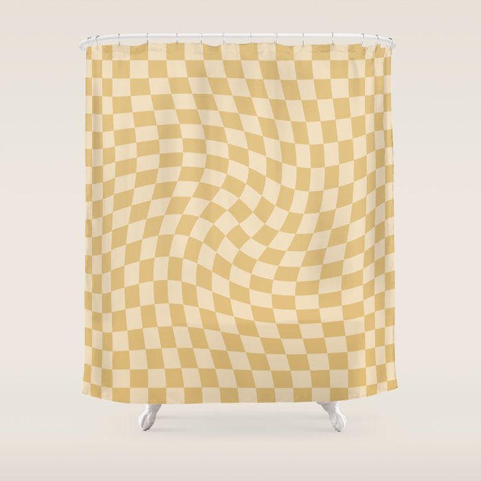 Check III - Mustard Twist â Checkerboard Print Shower Curtain Gallery Image 1