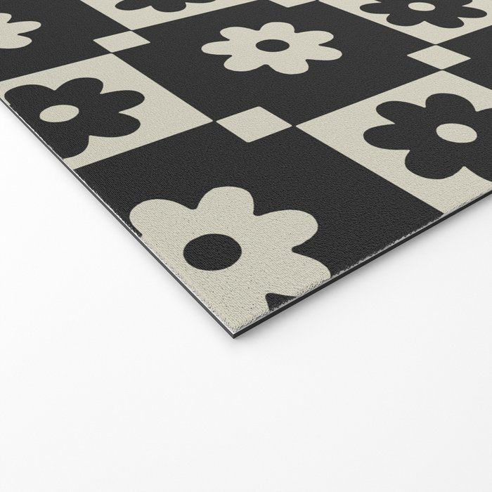 Checkered Daisy - Black ink Welcome Mat Gallery Image 2
