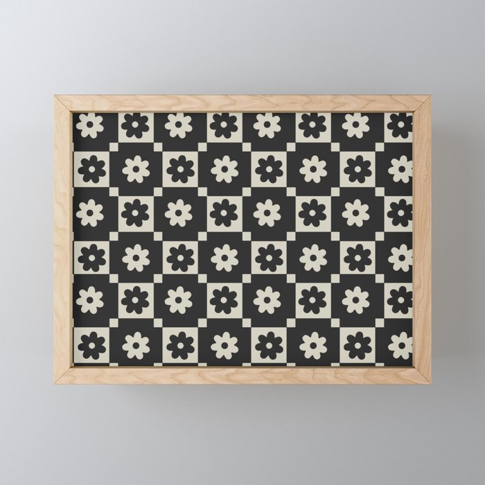 Checkered Daisy - Black ink Mini Art Print Gallery Image 1