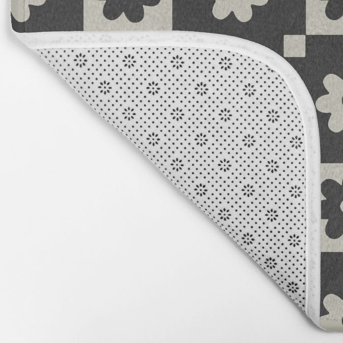 Checkered Daisy - Black ink Bath Mat Gallery Image 2