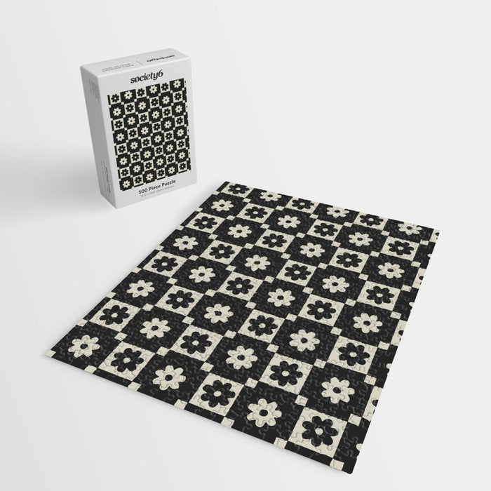 Checkered Daisy - Black ink Jigsaw Puzzle Gallery Image 2