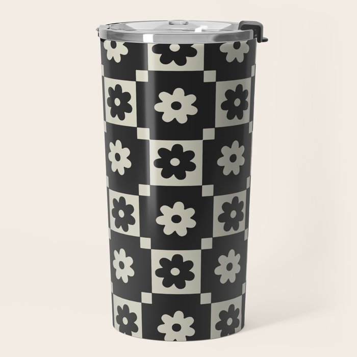 Checkered Daisy - Black ink Travel Mug Gallery Image 2