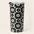 Checkered Daisy - Black ink Travel Mug Gallery Image 3