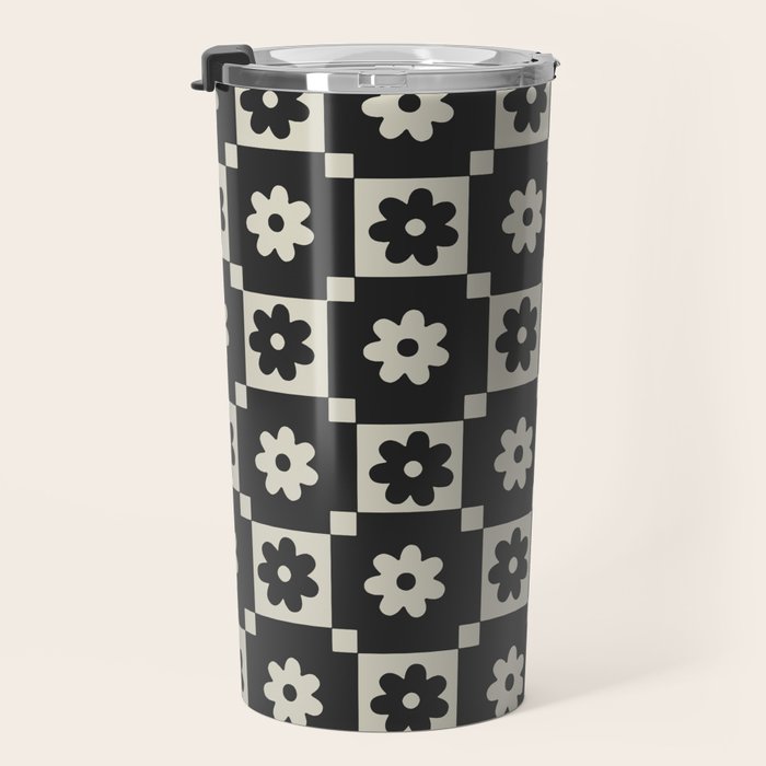 Checkered Daisy - Black ink Travel Mug Gallery Image 3