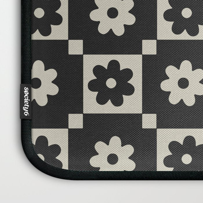 Checkered Daisy - Black ink Laptop Sleeve Gallery Image 3