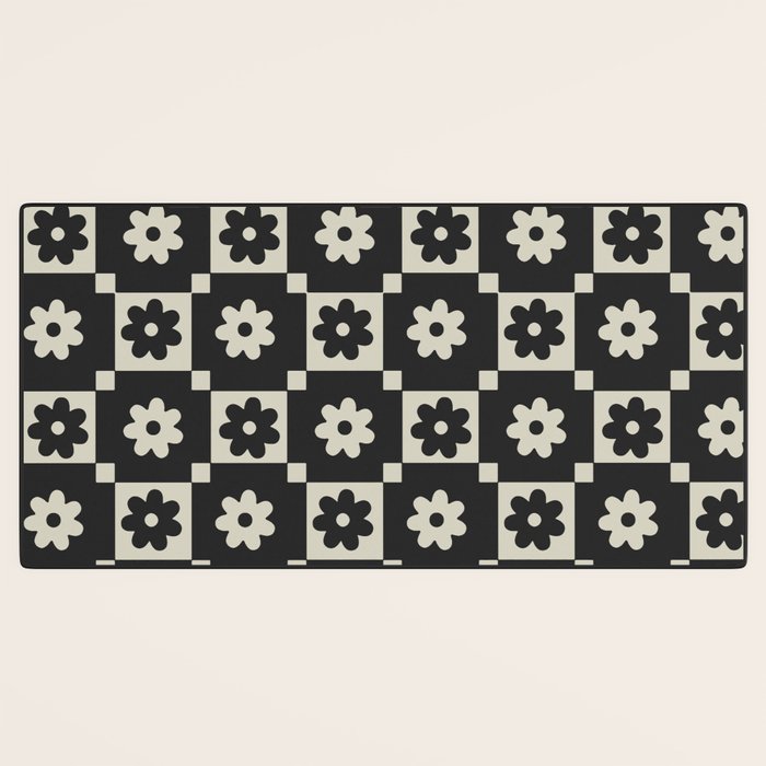 Checkered Daisy - Black ink Desk Mat Gallery Image 3
