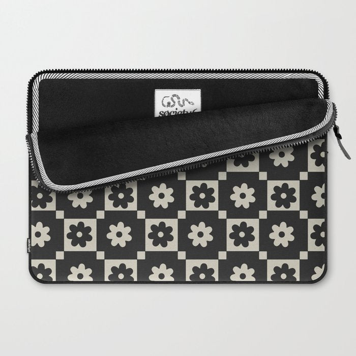 Checkered Daisy - Black ink Laptop Sleeve Gallery Image 2