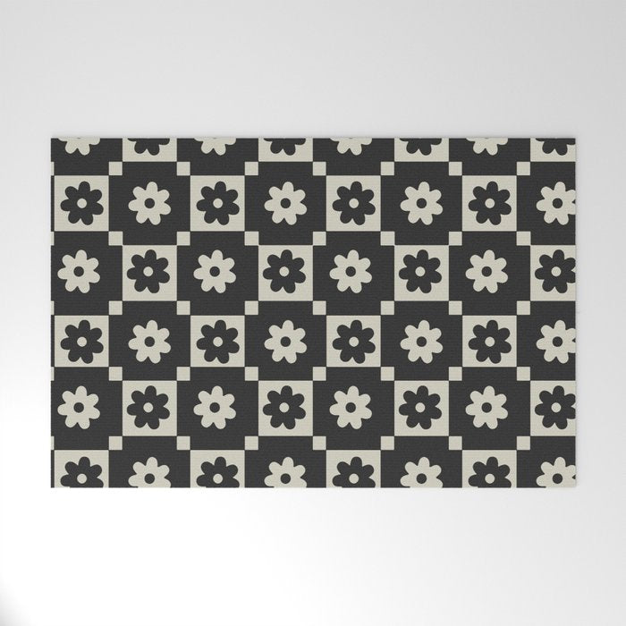 Checkered Daisy - Black ink Welcome Mat Gallery Image 1