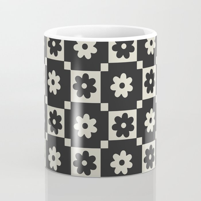 Checkered Daisy - Black ink Coffee Mug Gallery Image 4