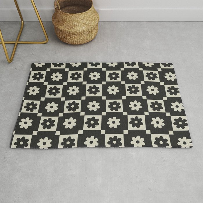 Checkered Daisy - Black ink Rug Gallery Image 1