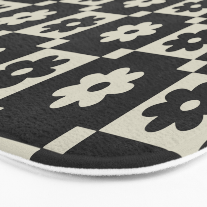 Checkered Daisy - Black ink Bath Mat Gallery Image 3