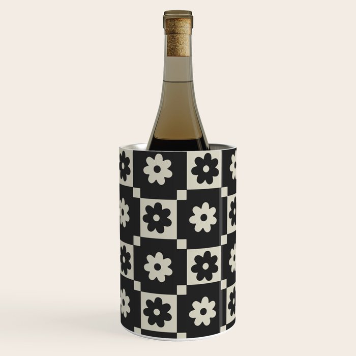 Checkered Daisy - Black ink Wine Chiller Gallery Image 1